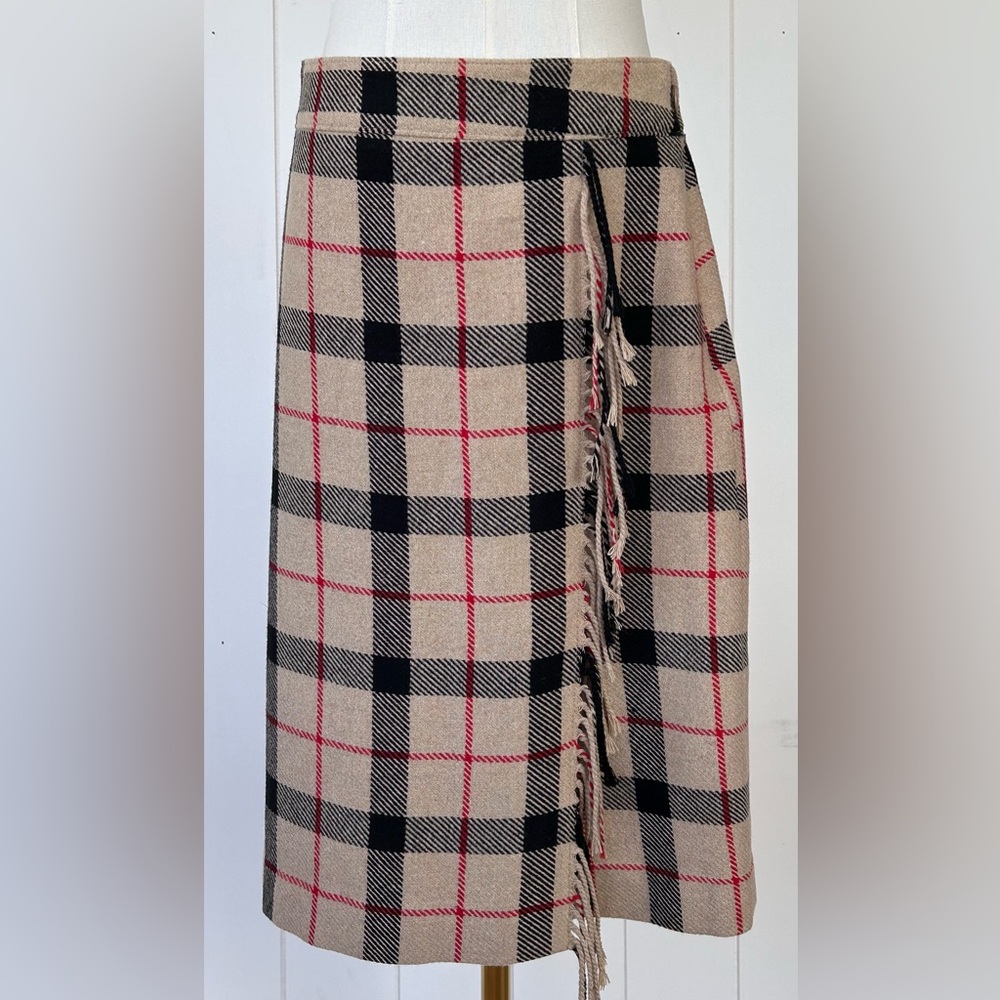 Talbots Faux Wrap Fringe Tartan Plaid‎ Wool Blend Kilt Style Skirt Size 6P